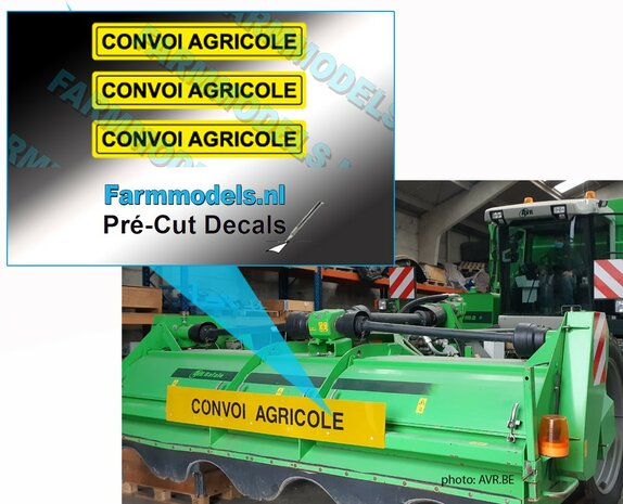3x CONVOI AGRICOLE stickers 5x32mm Pr&eacute;-Cut Decals 1:32 Farmmodels.nl