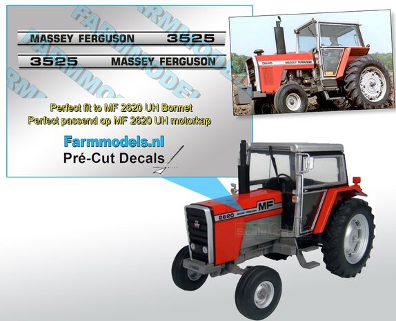 Massey Ferguson 3525 sticker Pr&eacute;-Cut Decals 1:32 Farmmodels.nl