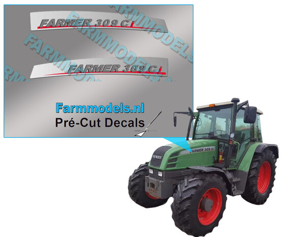 FENDT FARMER 309 Ci type stickers Pr&eacute;-Cut Decals 1:32 Farmmodels.nl 