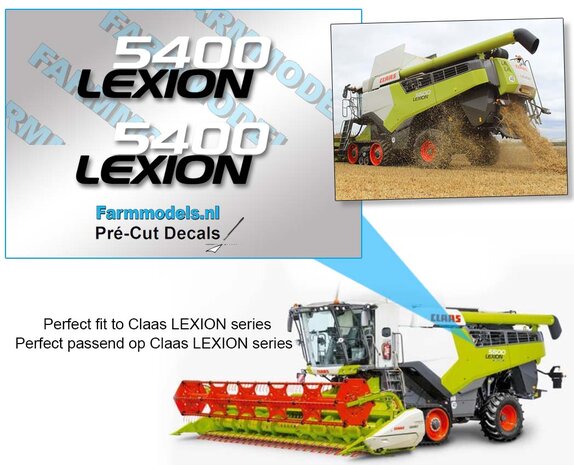 CLaas LEXION 5400 type stickers, Geschikt voor Marge Models Lexion Series, Decals 1:32 Farmmodels.nl 