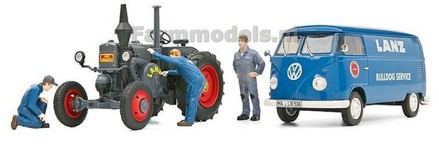 Lanz Bulldog en VW T1b met 3 figuren Lanz Bulldog Service 1:32 Schuco S07859  