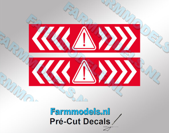 2x Verdrijvingsstrepen met pas op teken 33 mm breed. op witte folie.  Pr&eacute;-Cut Decals 1:32 Farmmodels.nl  