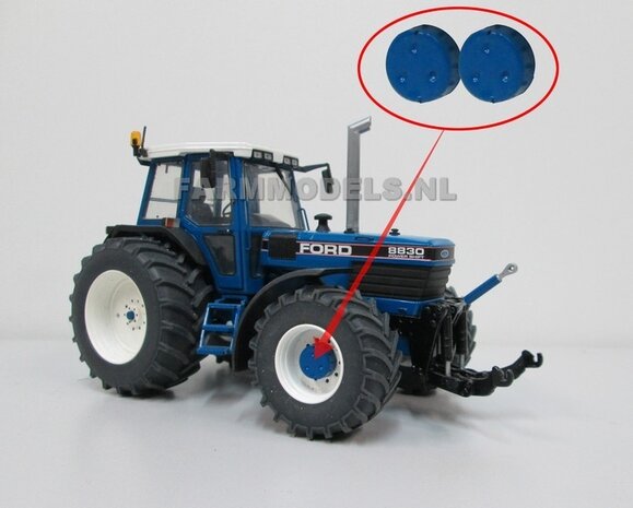 2x Eindkappen Ford Blauw &Oslash; 10.8 mm voor FORD TW en 8000 serie vooras velgen  (aluminium velgen)    1:32