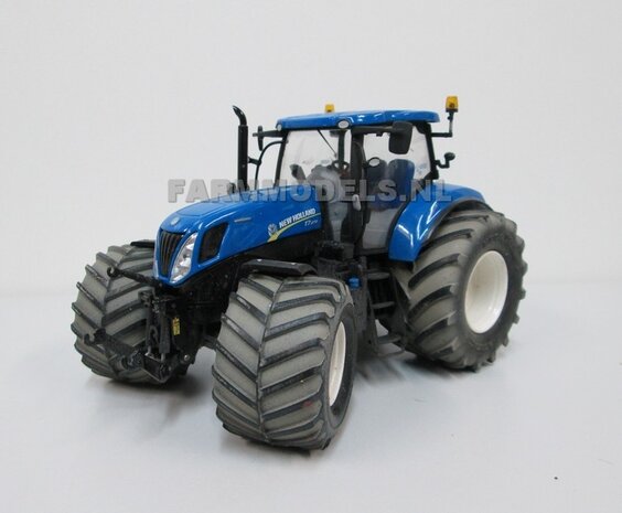 2x Michelin 1050 Band &Oslash; 61.5 mm Oprek Groot + aluminium velgen, geschikt voor o.a. New Holland T7.270 van ROS 1:32                   