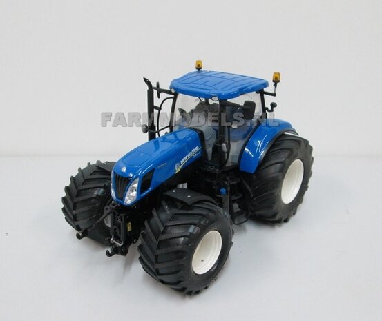 Brede lagedruk (vooras) band NH Wit Aluminium t.b.v. vooras velg New Holland T7.270 ROS 1:32                    