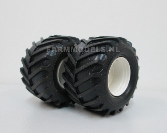 Brede lagedruk (vooras) band NH Wit Aluminium t.b.v. vooras velg New Holland T7.270 ROS 1:32                    