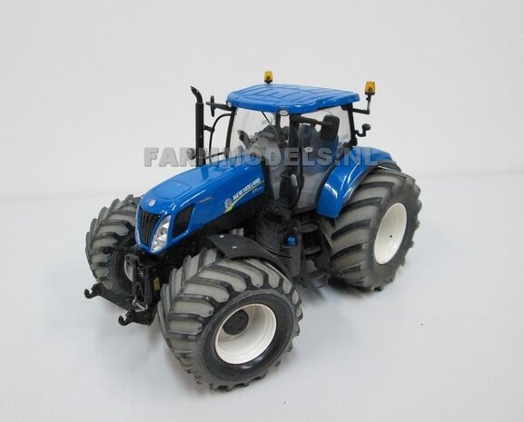 Brede lagedruk (vooras) band NH Wit Aluminium t.b.v. vooras velg New Holland T7.270 ROS 1:32                    