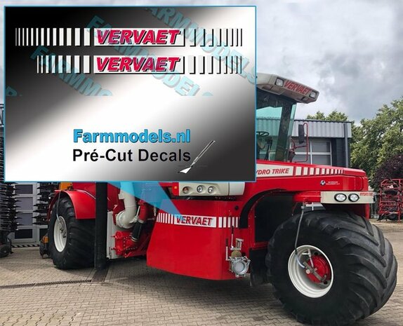 Vervaet Hydro Trike sticker set zijkanten paneel; op transparante FOLIE Pr&eacute;-Cut Decals 1:32 Farmmodels.nl