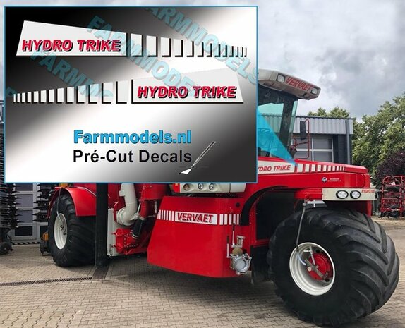 Vervaet Hydro Trike driehoek sticker set zijkanten paneel; op transparante FOLIE Pr&eacute;-Cut Decals 1:32 Farmmodels.nl