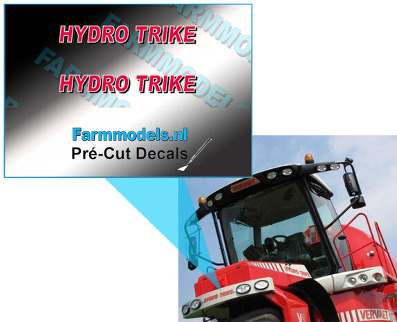 Vervaet Hydro Trike sticker op neuswiel, op transparante folie, Pr&eacute;-Cut decals, 1:32 Farmmodels.nl