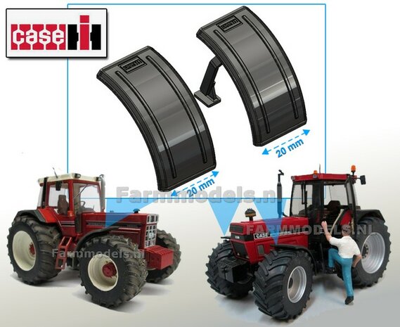 2x CASE IH logo Spatborden MET STEUN ong. 20 mm breed  1:32 