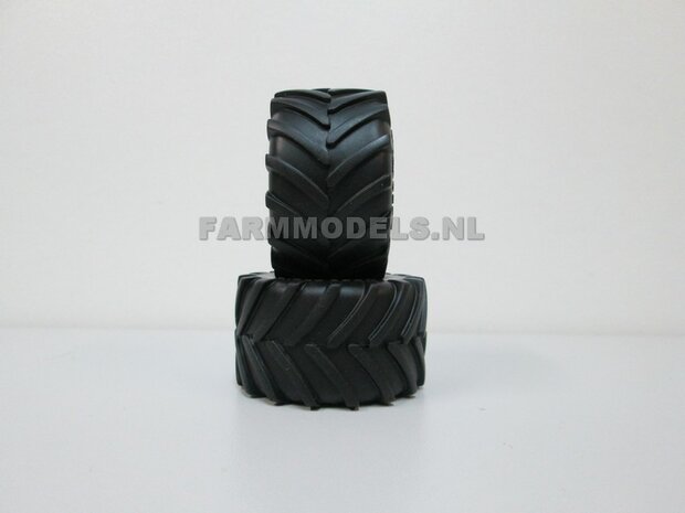 &Oslash; 61.5 mm: 2x Michelin MEGA-Xbib 1050/50 R32 banden Oprek Groot + Aluminium Velgen  asgat &Oslash; 3 mm  1:32   