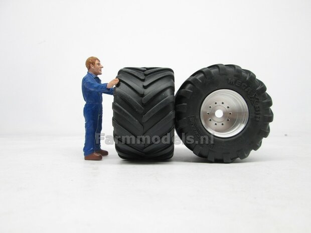 2x Michelin Mega XBIB (vooras) banden &Oslash; 54 mm + aluminium velgen, o.a. geschikt voor de Fendt 822/ 824/ 926 Gen I Weise Toys 1:32        