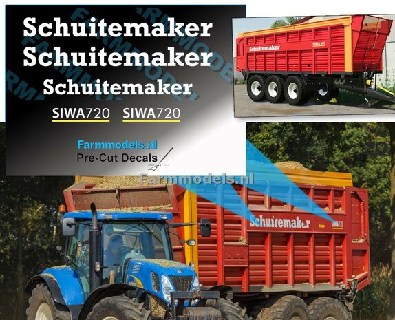 SCHUITEMAKER SIWA 720 stickerset op Transparant Pr&eacute;-Cut Decals 1:32 Farmmodels.nl