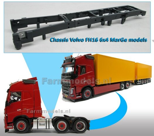 &quot;Kaal&quot; Die Cast Chassis t.b.v. VOLVO FH16 MarGe Models in kleur geleverd 1:32 