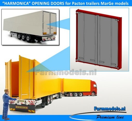 HARMONICA openslaande deuren 83.4mm x 90mm o.a. t.b.v. Pacton trailers MarGe models BOUWKIT  1:32   (HTD)    