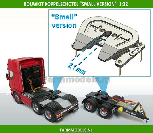 Koppelschotel BOUWKIT Universeel, &quot;Smal&quot; uitvoering&quot;, echt werkend, geschikt voor vrachtwagen Chassis etc. 1:32 (HTD)   