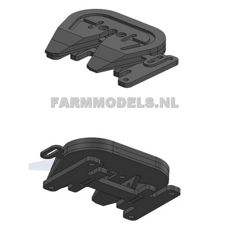 Koppelschotel BOUWKIT Universeel, &quot;Wide&quot; uitvoering&quot;, echt werkend, geschikt voor MarGe Models King-Pin trailers en vrachtwagen Chassis 1:32 (HTD)