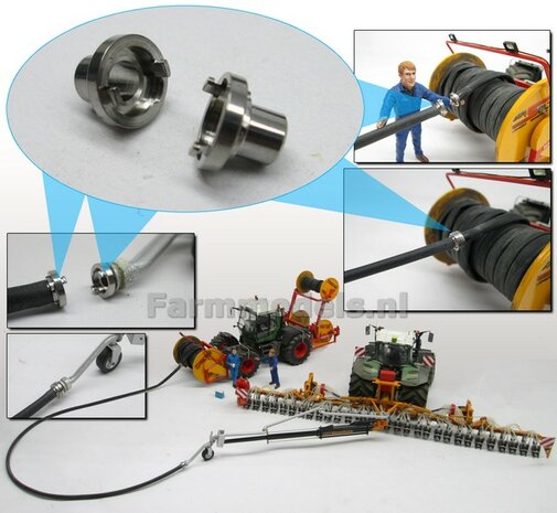 2x Storz Koppelling 2,5&quot; onderling koppelbaar, geschikt voor &Oslash; 3.2 mm  sleepslang of mesttank koppeling water/ mest, getrommeld echt staal  1:32