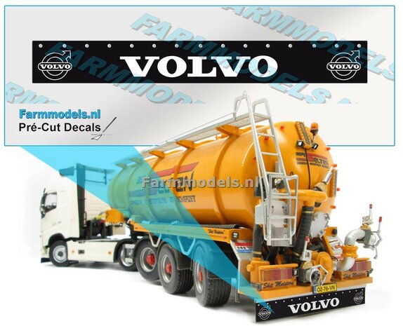 VOLVO Spatlapsticker 2x logo  ZWART MATTE folie 79 x 10mm breed Pr&eacute;-Cut Decals 1:32 Farmmodels.nl 