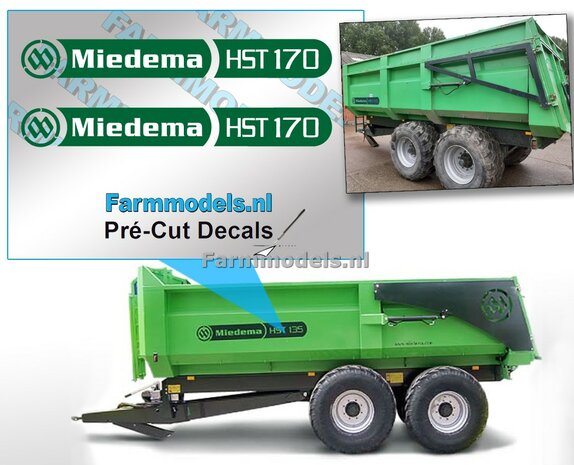 Miedema HST 170 type Stickers, 2x op TRANSPARANTE folie, Pr&eacute;-Cut Decals 1:32 Farmmodels.nl