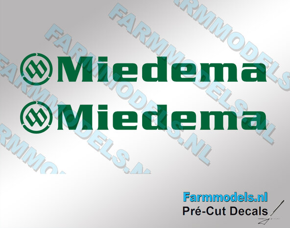Miedema logo groot, 1 x 8 cm, op TRANSPARANTE folie, Pr&eacute;-Cut Decals 1:32 Farmmodels.nl