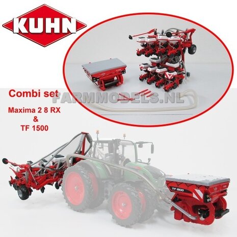 COMBI SET SIMPLE: KUHN Maxima 2 8 RX 8 rijer zaaimachine + ZAAISLANG + TF 1500 Fronttank 1:32 UH4127COMBI   