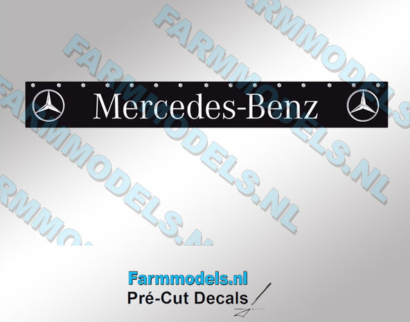 Mercedes Spatlapsticker op ZWART MATTE folie 10 x 79 mm breed Pr&eacute;-Cut Decals 1:32 Farmmodels.nl 