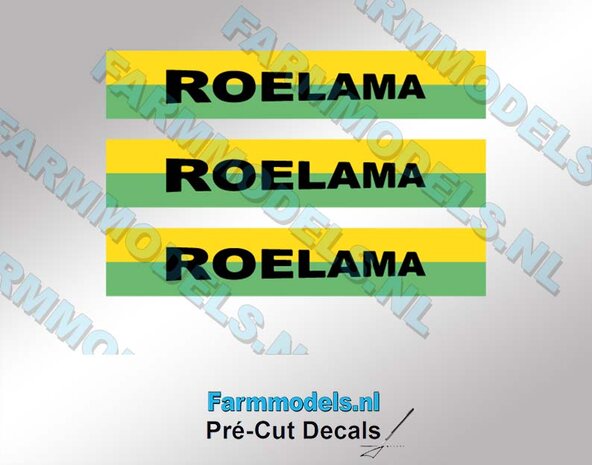 3X Roelama Sticker ong. 24 x 4 mm Pr&eacute;-Cut Decals 1:32 Farmmodels.nl 