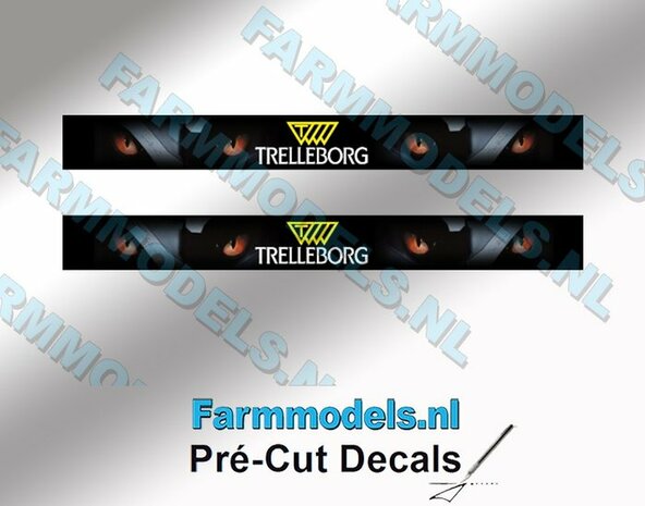 2x  Trelleborg Voorruitstickers 2x ogen, 60x10 mm  Pr&eacute;-Cut Decals 1:32 Farmmodels.nl 