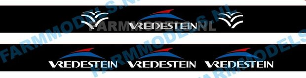2x  Vredestein Voorruitstickers 60x10 mm  Pr&eacute;-Cut Decals 1:32 Farmmodels.nl 