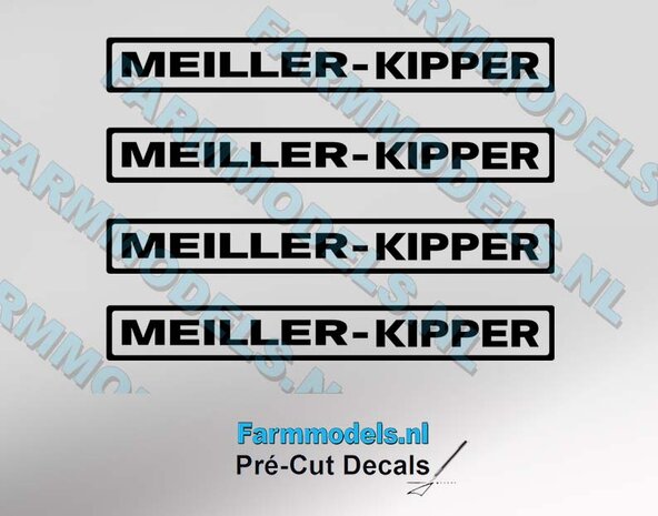 Meiller Kipper Tekst met zwarte rand, 16,5 x 2 mm Pr&eacute;-Cut Decals 1:32 Farmmodels.nl