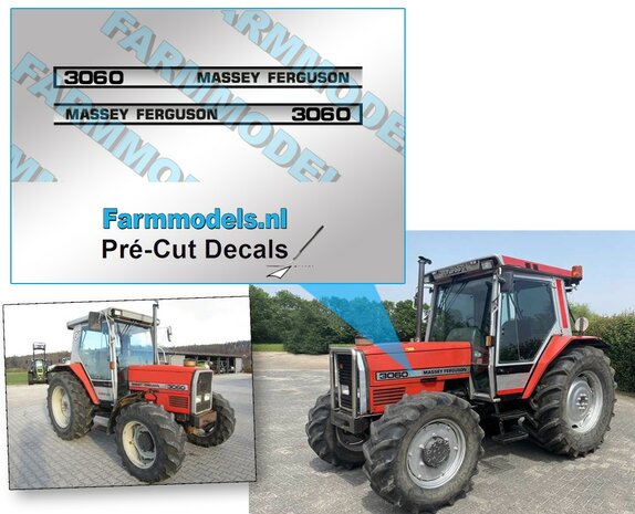 Massey-Ferguson 3060 Typenr. Pr&eacute;-Cut Decals, &nbsp;Geschikt voor motorkap MF 2620 UH, Farmmodels.nl, 1:32