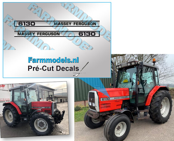 Massey Ferguson 6130 Typenr. Pr&eacute;-Cut Decals,  Geschikt voor motorkap MF 2620 UH, Farmmodels.nl, 1:32