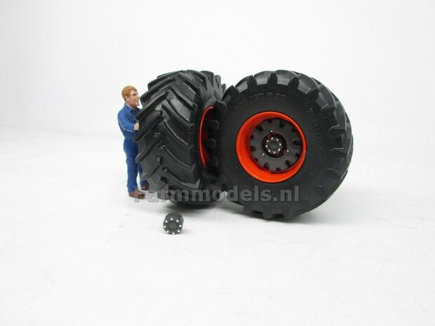 2x TRELLEBORG (achteras) Banden met velgen, wielgewichten en eindvertragingen, afm. &Oslash; 68 mm x 23.4 mm 1:32   