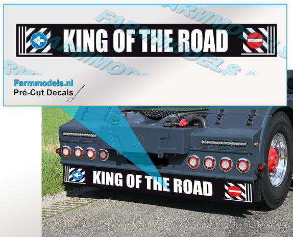 SCANIA Spatlapsticker King of the Road2 op ZWART MATT folie 10 x 79 mm breed Pr&eacute;-Cut Decals 1:32 Farmmodels.nl 