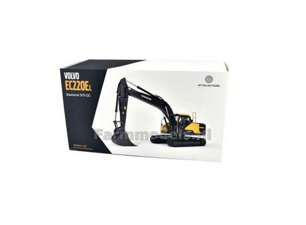 Volvo EC220E rupskraan met S70 QC/ snelwissel + bak + 60 cm brede rupsen  1:32   AT3200115   VERWACHT EIND NOV. 2025/EXPECTED END NOV.2025