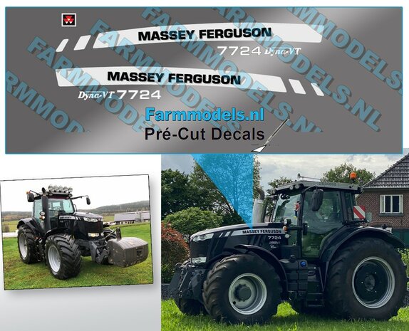 Massey Ferguson 7724 Dyna VT BLACK EDITION sticker Pr&eacute;-Cut Decals 1:32 Farmmodels.nl