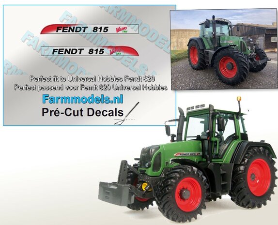 FENDT 815 Vario TMS type + Vario logo stickers voor UH 818/ 820 model Pr&eacute;-Cut Decals 1:32 Farmmodels.nl 