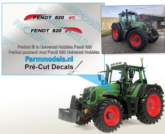 FENDT 820 Vario TMS type + Vario logo stickers voor UH 818/ 820 model Pr&eacute;-Cut Decals 1:32 Farmmodels.nl 