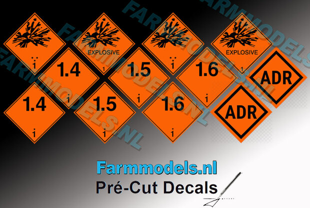 12x explosief Verzamelset  10 mm hoog Decals 1:32 Farmmodels.nl