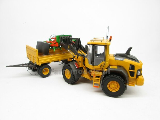 2x Dubbellucht Shovel banden &Oslash; 47 mm + Alu. velgen, passend in de Aluminium Farmmodels Volvo L60H serie  1:32         