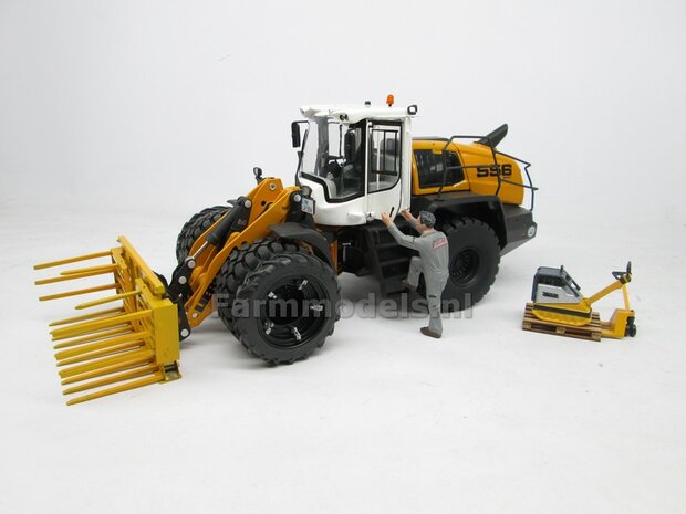 2x Dubbellucht Shovel banden &Oslash; 50 mm + Alu. velgen, passend in de standaard velgen van de LIEBHERR L 556 XPower shovel Wiking  1:32         