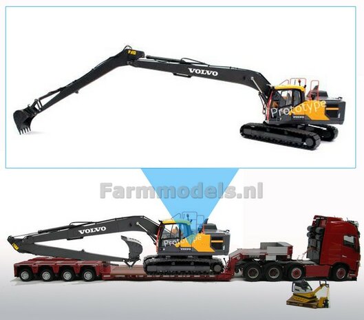 LONG REACH VOLVO EC220ELR rupskraan met 60 cm rupsen, standaard bak en S60 snelwissel / QC +FREE GIFT "VERBODEN"  1:32   AT3200118 