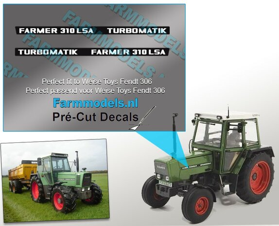 FARMER 310 LSA TURBOMATIK type stickers Pr&eacute;-Cut Decals 1:32 Farmmodels.nl 