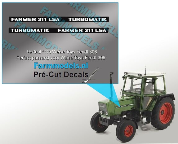 FARMER 311 LSA TURBOMATIK type stickers Pr&eacute;-Cut Decals 1:32 Farmmodels.nl 