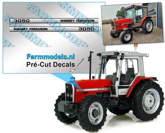 Massey Ferguson 3050 Typenr. Pr&eacute;-Cut Decals,  Geschikt voor motorkap MF 2620 UH, Farmmodels.nl, 1:32