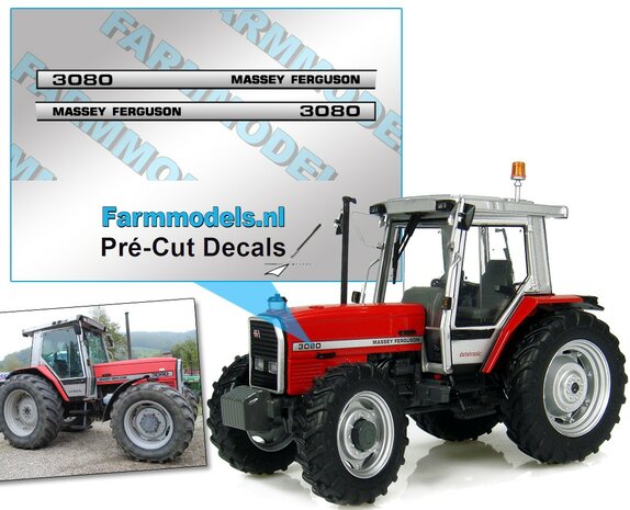 Massey Ferguson 3080 Typenr. Pr&eacute;-Cut Decals,  Geschikt voor motorkap MF 2620 UH, Farmmodels.nl, 1:32