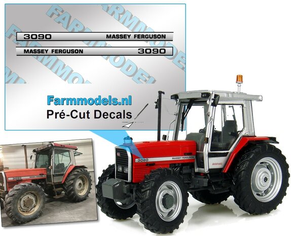 Massey Ferguson 3090 Typenr. Pr&eacute;-Cut Decals,  Geschikt voor motorkap MF 2620 UH, Farmmodels.nl, 1:32