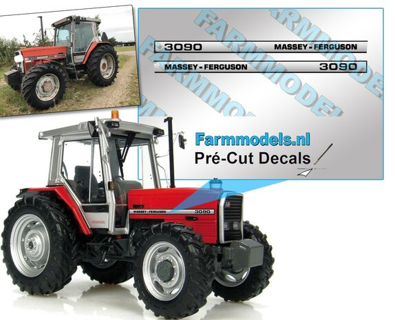 Massey-Ferguson 3090 Typenr. Pr&eacute;-Cut Decals,  Geschikt voor motorkap MF UH 3080 / UH 2620, Farmmodels.nl, 1:32